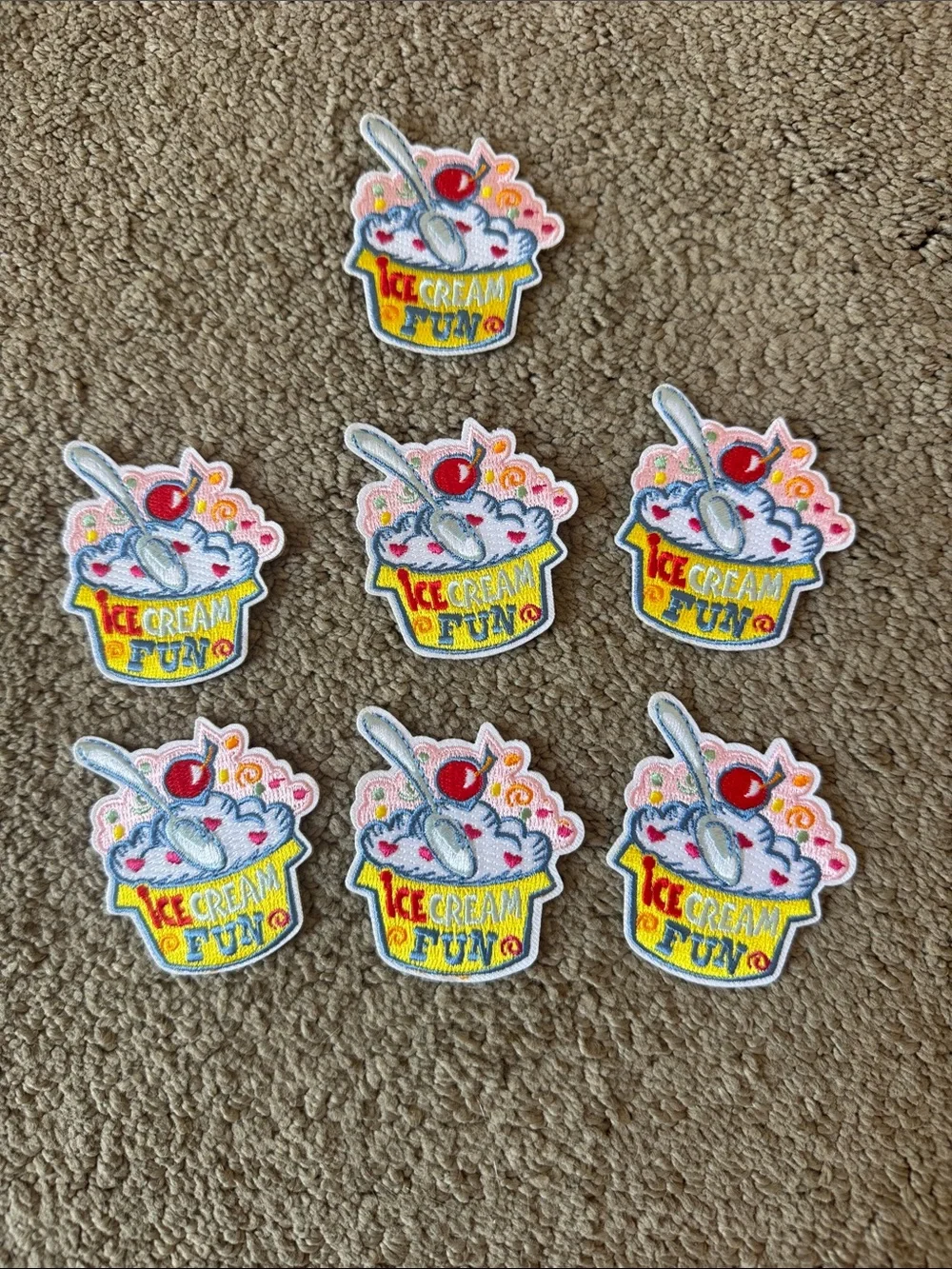 Ice Cream Fun Embroidered Patch - Yellow, Pink, Red